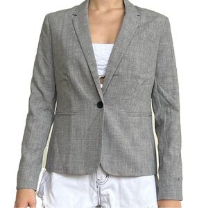 Banana Republic Jacket Blazer Grey Pattern Lined Lightweight Gray Suit Size 2